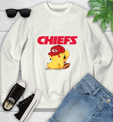 NFL Pikachu Football Sports Kansas City Chiefs Youth Sweatshirt