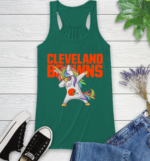 Cleveland Browns NFL Football Funny Unicorn Dabbing Sports Racerback Tank 7