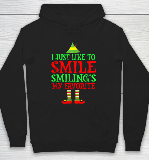 I Just Like to Smile Smiling is my Favorite X mas Elf Hoodie