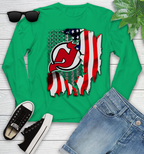 New Jersey Devils NHL Hockey American Flag Youth Long Sleeve 7