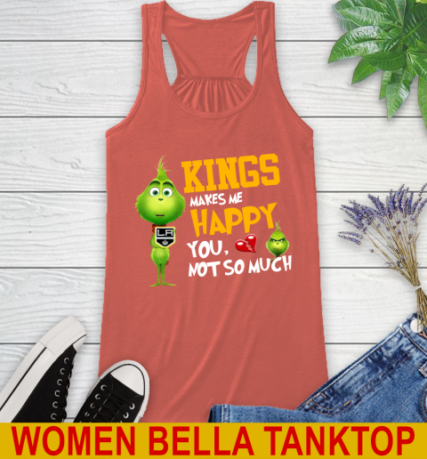 NHL Los Angeles Kings Makes Me Happy You Not So Much Grinch Hockey Sports Racerback Tank 3