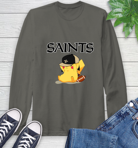 NFL Pikachu Football Sports New Orleans Saints Long Sleeve T-Shirt 8