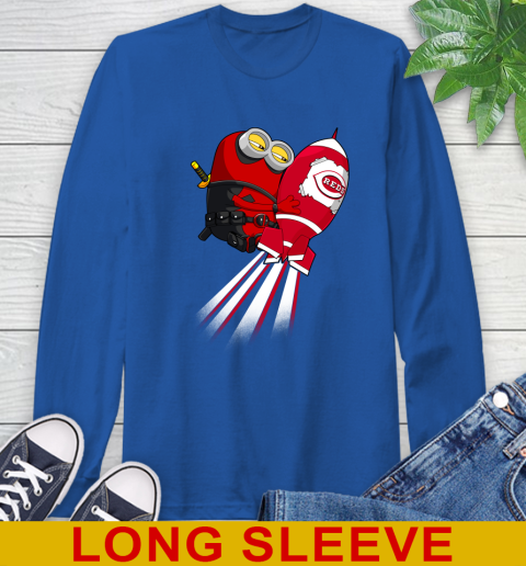 MLB Baseball Cincinnatim Reds Deadpool Minion Marvel Shirt Long Sleeve T-Shirt 11