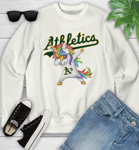 Oakland Athletics MLB Baseball Funny Unicorn Dabbing Sports Youth Sweatshirt