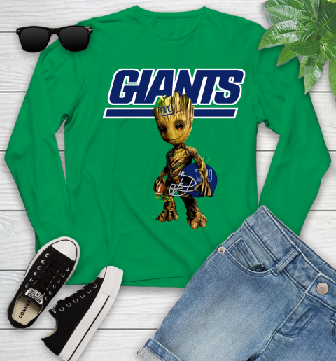 New York Giants NFL Football Groot Marvel Guardians Of The Galaxy Youth Long Sleeve 6