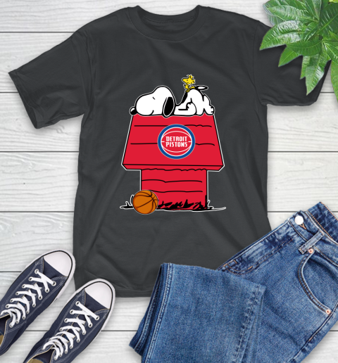 Detroit Pistons NBA Basketball Snoopy Woodstock The Peanuts Movie T-Shirt 2