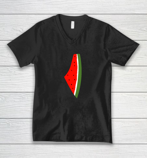 Palestine Watermelon Shirt Palestine Map V-Neck T-Shirt