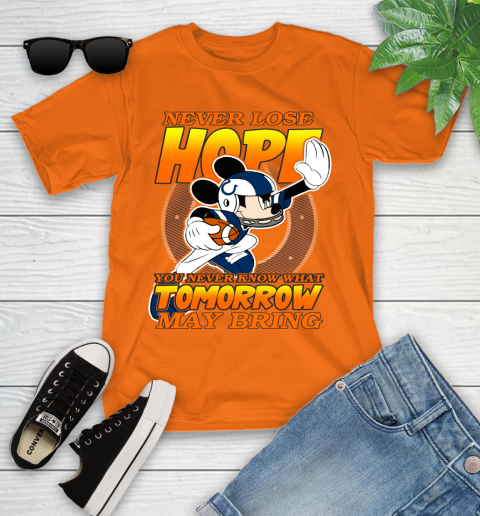 Indianapolis Colts NFL Football Mickey Disney Never Lose Hope Youth T-Shirt 9