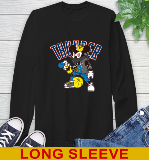 Oklahoma City Thunder NBA Basketball Mickey Peace Sign Sports Long Sleeve T-Shirt 2