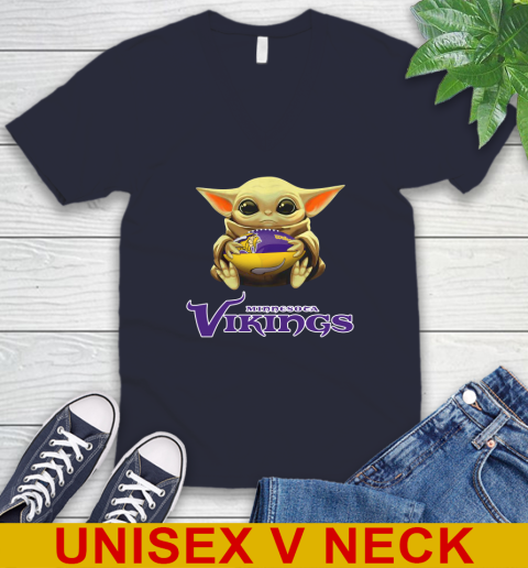 NFL Football Minnesota Vikings Baby Yoda Star Wars Shirt V-Neck T-Shirt 3