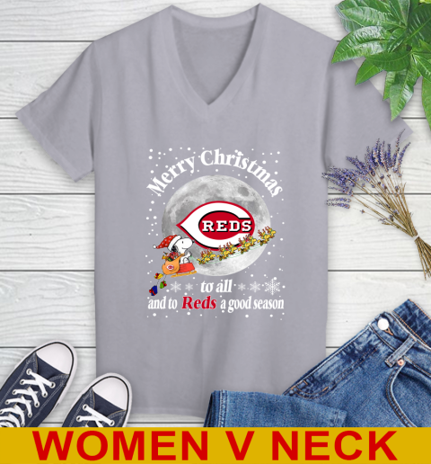 Cincinnati Reds Merry Christmas To All And To Reds A Good Season MLB Baseball Sports Women's V-Neck T-Shirt 4