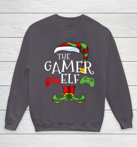 Gamer Elf Family Matching Christmas Funny Gaming Pajama Youth Sweatshirt 5