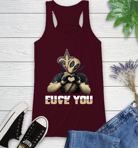 NHL New Orleans Saints Deadpool Love You Fuck You Football Sports Racerback Tank 2