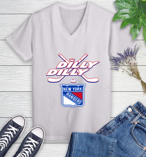 NHL New York Rangers Dilly Dilly Hockey Sports Women's V-Neck T-Shirt