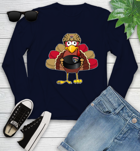 Florida Panthers Turkey Thanksgiving Day Youth Long Sleeve 3