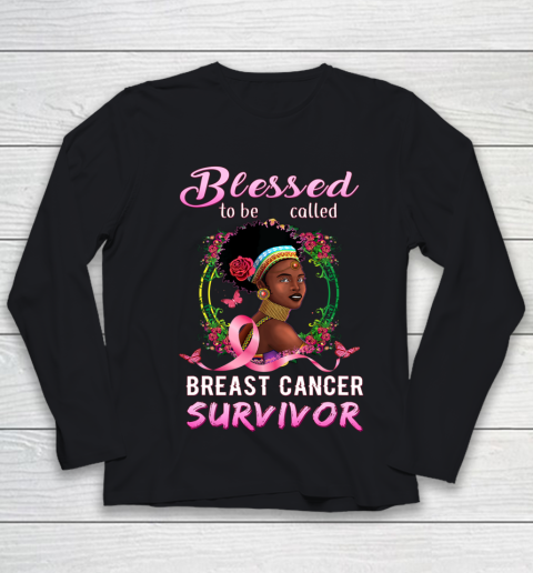 African American Breast Cancer Shirts Women Blessed Survivor Youth Long Sleeve