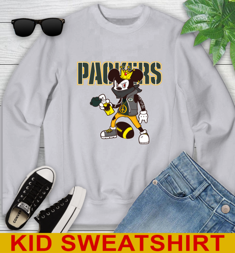 Green Bay Packers NFL Football Mickey Peace Sign Sports Youth Sweatshirt 4