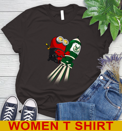 NBA Basketball Milwaukee Bucks Deadpool Minion Marvel Shirt Women's T-Shirt 9