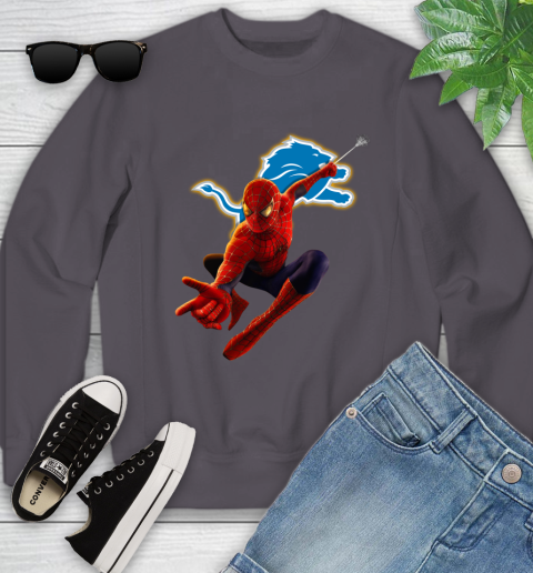 NFL Spider Man Avengers Endgame Football Detroit Lions Youth Sweatshirt 6