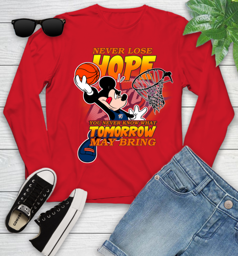 Oklahoma City Thunder NBA Basketball Mickey Disney Never Lose Hope Youth Long Sleeve 11