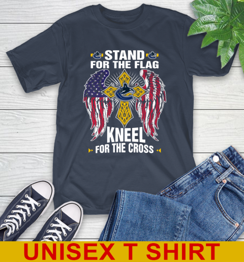 NHL Hockey Vancouver Canucks Stand For Flag Kneel For The Cross Shirt T-Shirt 3