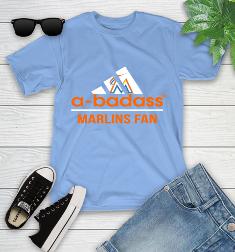 MLB A Badass Miami Marlins Fan Adidas Baseball Sports Youth T-Shirt 15