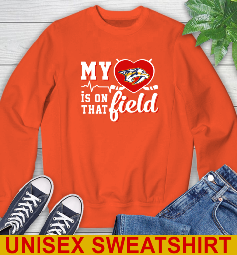 NHL My Heart Is On That Field Hockey Sports Nashville Predators Sweatshirt 3