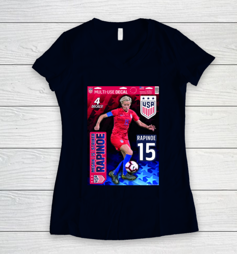 Megan Rapinoe USA Team 15 Women's V-Neck T-Shirt 2