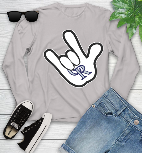 Colorado Rockies MLB Baseball Mickey Rock Hand Disney Youth Long Sleeve 12