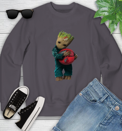 NBA Groot Guardians Of The Galaxy Basketball Sports Portland Trail Blazers Youth Sweatshirt 6