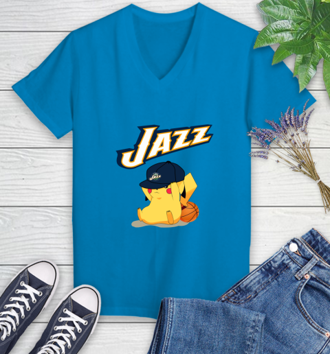 NBA Pikachu Basketball Sports Utah Jazz Women's V-Neck T-Shirt 7