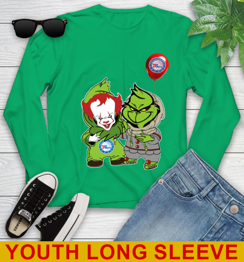 Philadelphia 76ers Baby Pennywise Grinch Christmas NBA Basketball Youth Long Sleeve 7