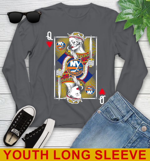 NHL Hockey New York Islanders The Queen Of Hearts Card Shirt Youth Long Sleeve 9