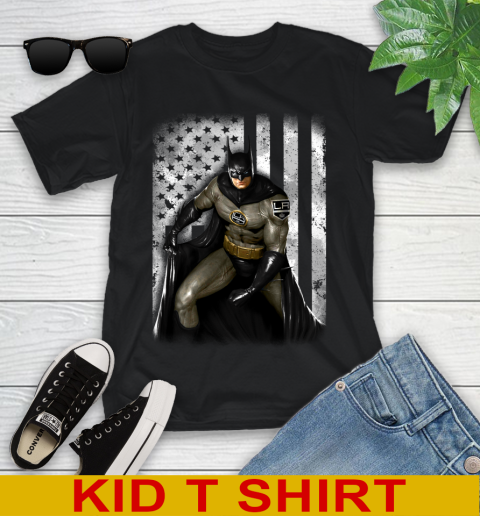 Los Angeles Kings NHL Hockey Batman DC American Flag Shirt Youth T-Shirt