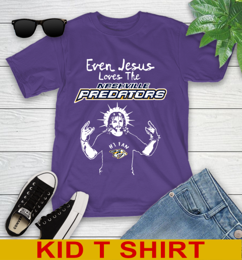 Nashville Predators NHL Hockey Even Jesus Loves The Predators Shirt Youth T-Shirt 3