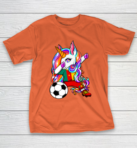 Dabbing Unicorn Cameroon Soccer Fans Jersey Flag Football T-Shirt 17