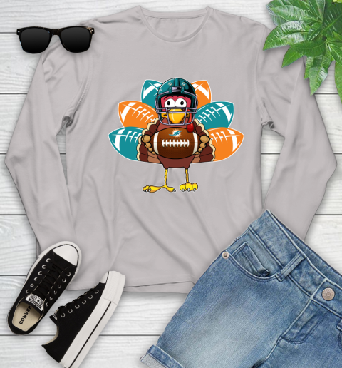 Miami Dolphins Turkey Thanksgiving Day Youth Long Sleeve 12