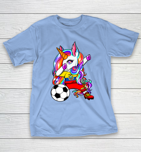 Dabbing Unicorn Ecuador Soccer Fans Jersey Flag Football T-Shirt 11
