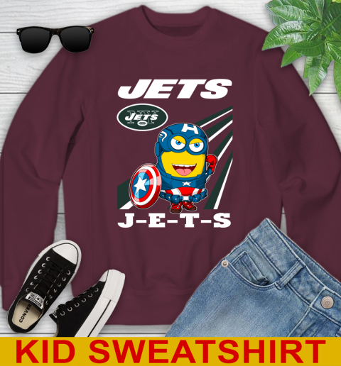NFL Football New York Jets Captain America Marvel Avengers Minion Shirt Youth Sweatshirt 4