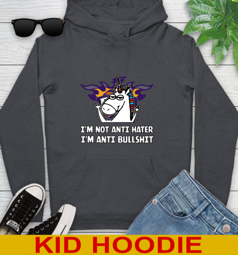 Phoenix Suns NBA Basketball Unicorn I'm Not Anti Hater I'm Anti Bullshit Youth Hoodie 9