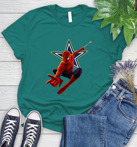 NFL Spider Man Avengers Endgame Football Dallas Cowboys Women's T-Shirt 12