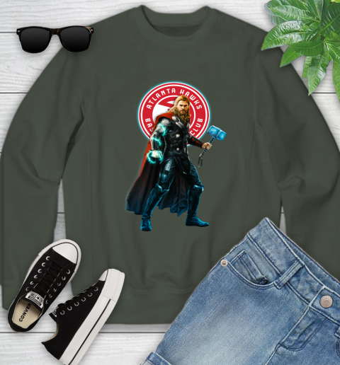 NBA Thor Avengers Endgame Basketball Atlanta Hawks Youth Sweatshirt 10