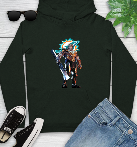NFL Thanos Gauntlet Avengers Endgame Football Miami Dolphins Youth Hoodie 13