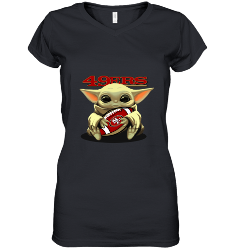 Baby Yoda Loves The San Francisco 49ers Star Wars NFL Women's T-Shirt 