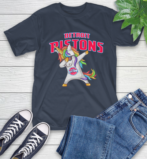Detroit Pistons NBA Basketball Funny Unicorn Dabbing Sports T-Shirt 4