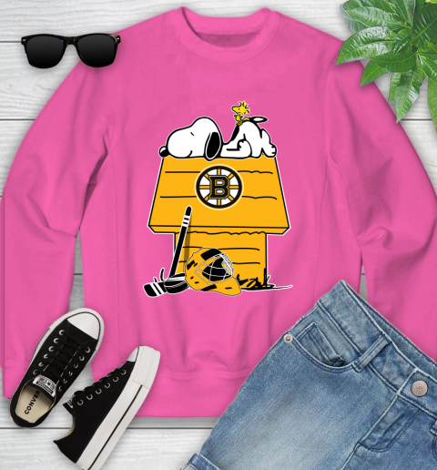 Boston Bruins NHL Hockey Snoopy Woodstock The Peanuts Movie Youth Sweatshirt 7