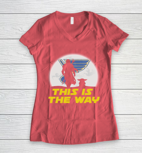 St.Louis Blues NHL Ice Hockey Star Wars Yoda And Mandalorian This Is The Way Women's V-Neck T-Shirt 4