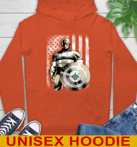 New Orleans Saints NFL Football Captain America Marvel Avengers American Flag Shirt Hoodie 4