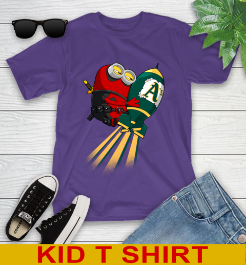 MLB Baseball Oakland Athletics Deadpool Minion Marvel Shirt Youth T-Shirt 3