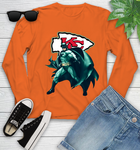 NFL Batman Football Sports Kansas City Chiefs Youth Long Sleeve 4